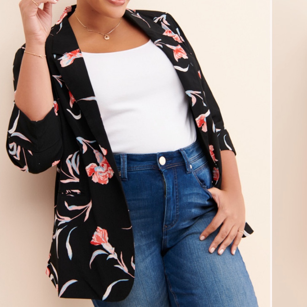 Black Botanical Blazer